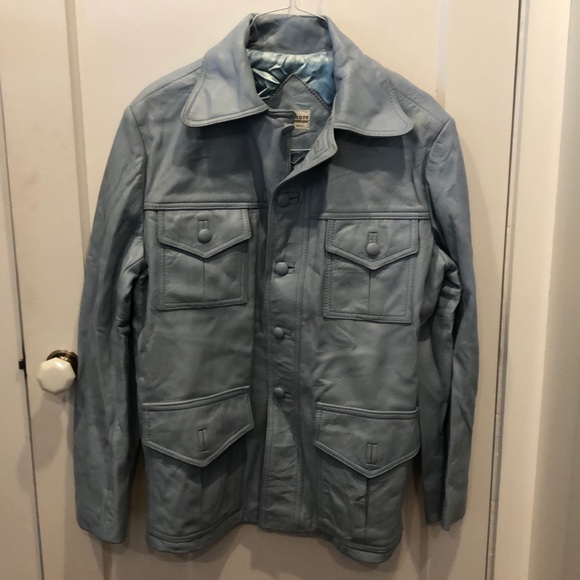Vintage Other - Vintage Men’s Blue Leather Jacket